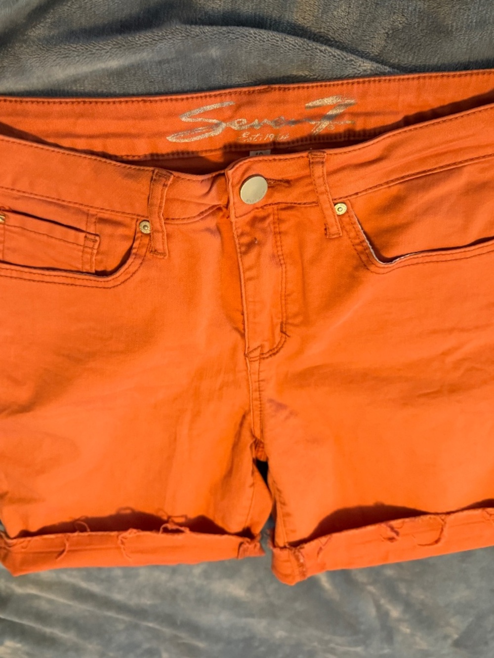 Seven7 Women's Size 10 Orange Weekend Bermuda Shorts Distressed Cuffed